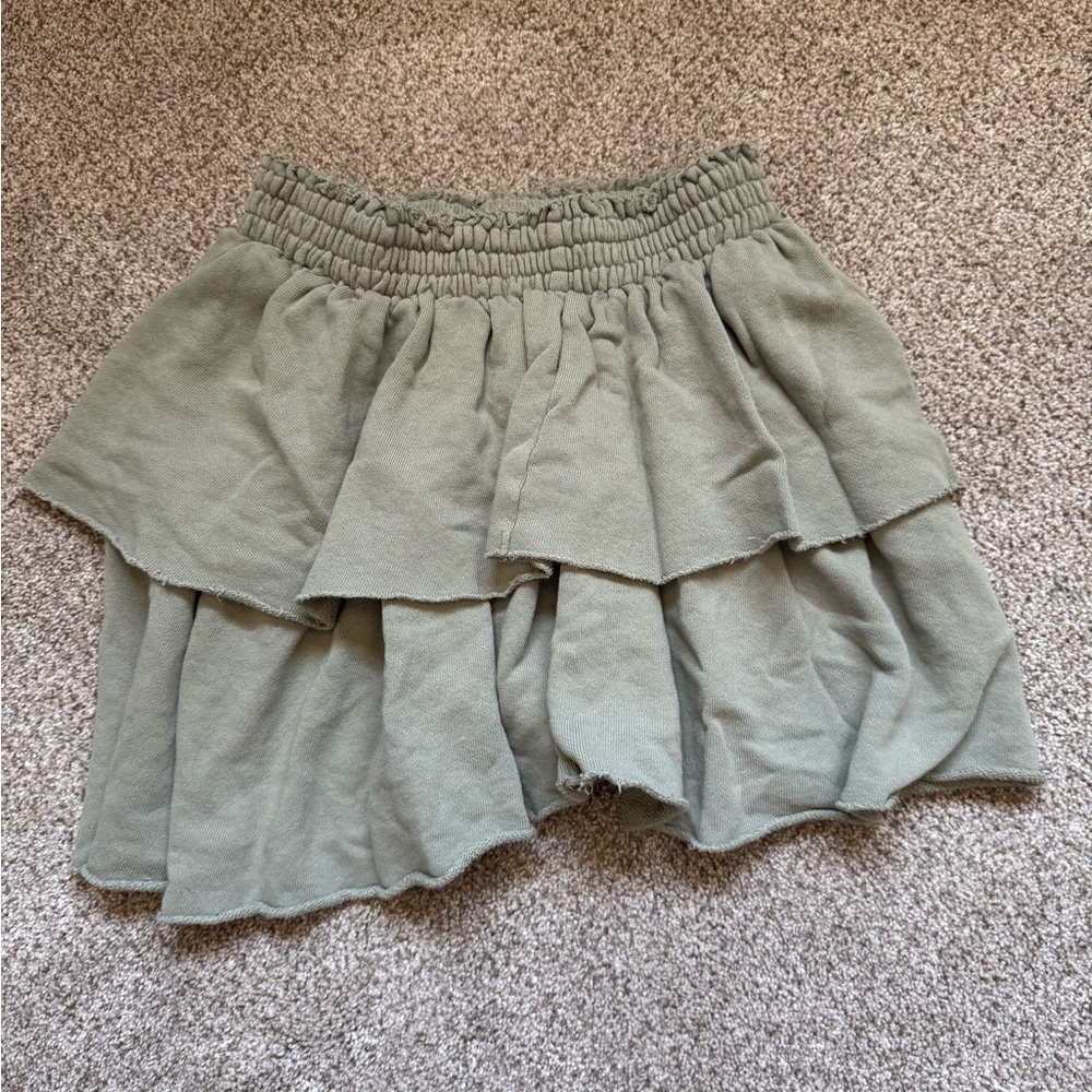 Aerie Sage Green Smocked Skirt